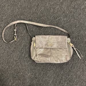 Aimee Kestenberg Cross Body Shimmer Metallic Leather Zipper Flap